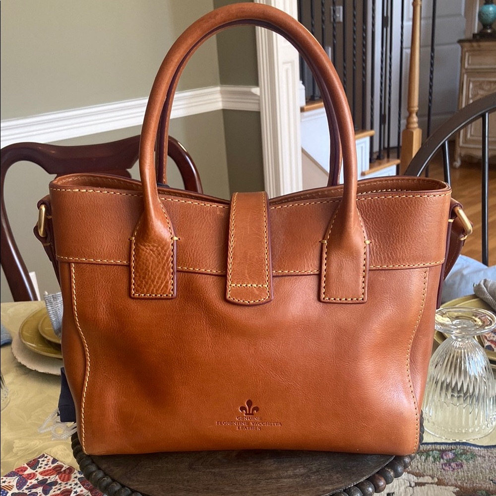 Dooney & Bourke Amelia Brown Leather Satchel with Gold Hardware - Picture 2 of 7